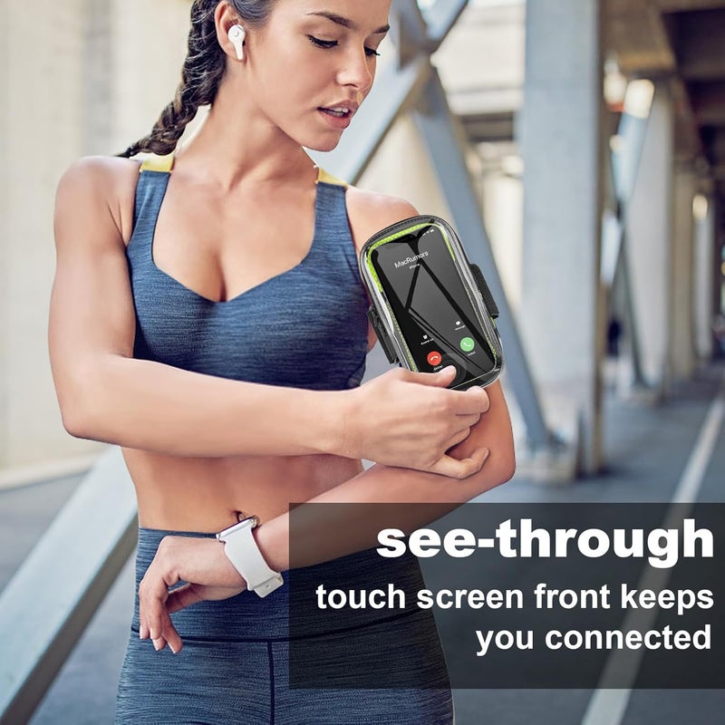 NITMTYOU Clear Running Phone Holder Armband, Sports Armband Case for iPhone 16 15 14 13 Pro Max 12 11 Plus X XS Samsung up to 6.9'', Universal Arm Bands Bag with Key Card Pocket for Exercise Walking Workout - Image 2